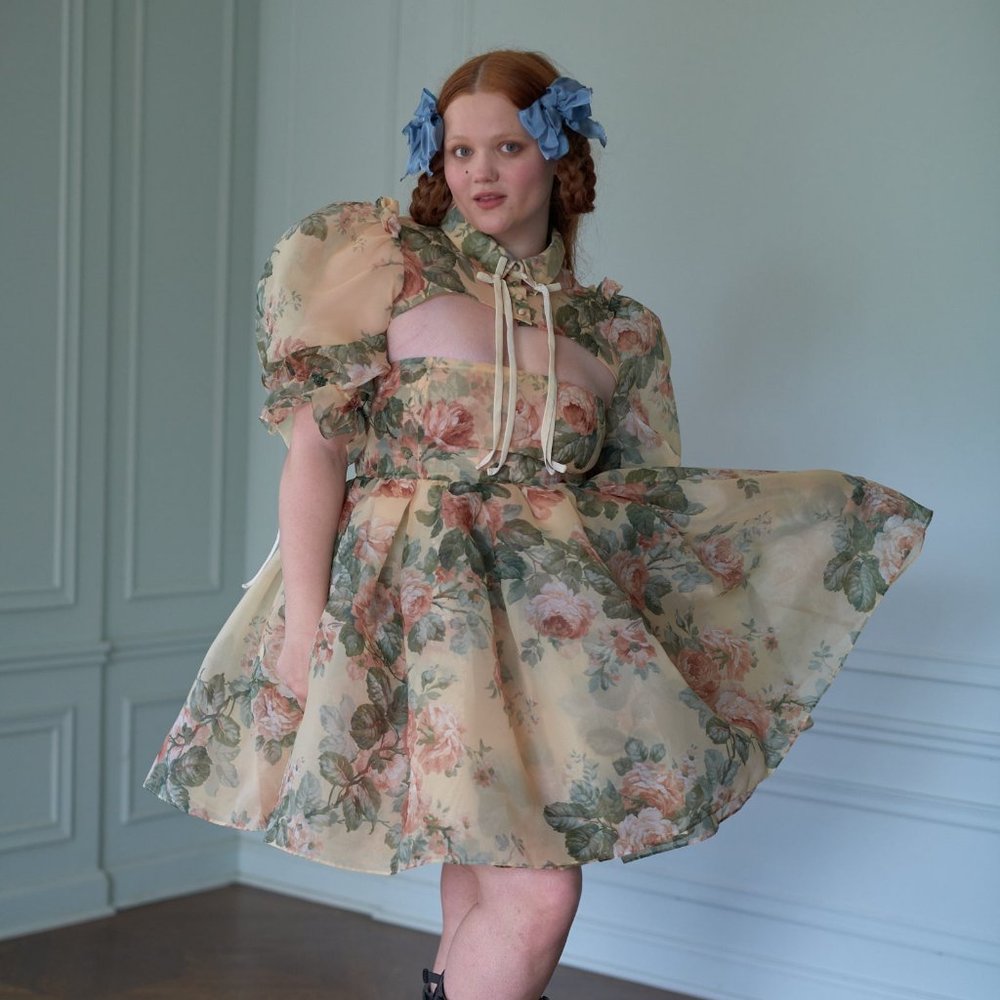 NWT Selkie The Butter Rose Shrug Puff Dress Size M